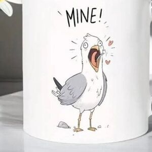 White Seagull 'Mine!' Bird Ceramic Mug
